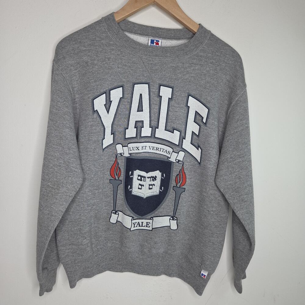 Vintage Russell Athletic Grey Sweatshirt Pullover Yale University Men’s Size M